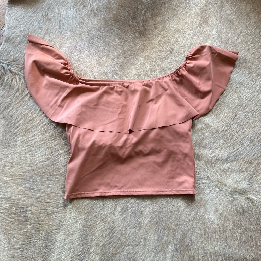 Kortni Jeane Ruffle Bikini Top in Peach